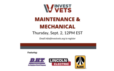 InVest Vets – Virtual Networking – Maintenance & Mechanical Jobs |  September 2 | Noon