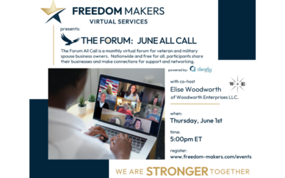 Freedom Makers Virtual Services:  The FORUM All Call; June 1, 2023 at 5:00pm EST