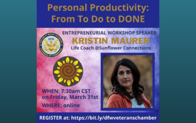 Friday Morning Reveille featuring guest speaker Life Coach Kristin Maurer presenting on “ Personal Productivity: From To Do to DONE” on March 31, 2023, at 7:00am CST