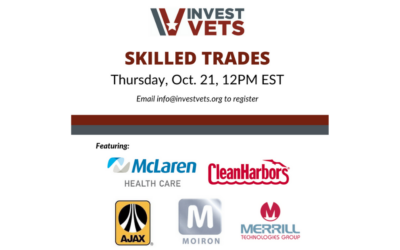 InvestVets:  Virtual Skilled Trades Sector Networking Event, October 21, 2021, at 12:00 p.m. EST
