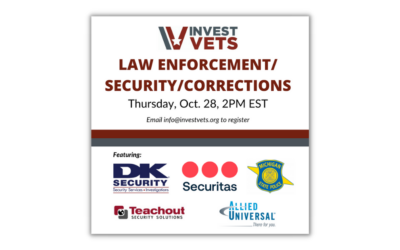 InvestVets: Law Enforcement / Security / Corrections sector; October 28 at 2 p.m. EST