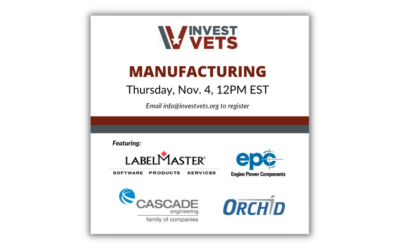 InvestVets:  Manufacturing Virtual Networking Event; November 4, 2021 at Noon EST