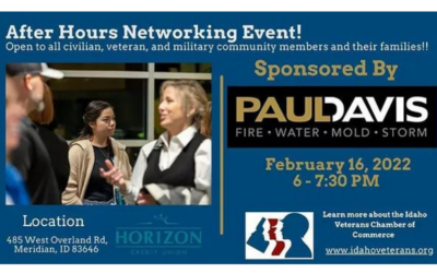 Idaho Veterans Chamber of Commerce- After Hours Networking Event, February 16, 2022 6:00-7:30 pm MT