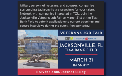 RecruitMilitary: Jacksonville Veterans Job Fair in Jacksonville, FL – March 31st, 2022 from 11:00 am -3:00 pm EDT
