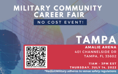 RecruitMilitary Tampa Veterans Hiring Fair: July 14th, 2022 from 11:00am-3:00pm EST