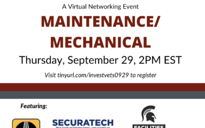 InvestVets Maintenance / Mechanical Virtual Networking; September 29th, 2022 at 2:00pm EST.
