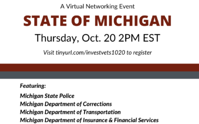 InvestVets State of Michigan Government Virtual Networking Event- October 20, 2022 at 2:00pm EST