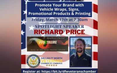DFW Veterans Chamber hosts Friday Morning Reveille featuring guest speaker Richard Price, March 17th, 2023. At 7:00am CST
