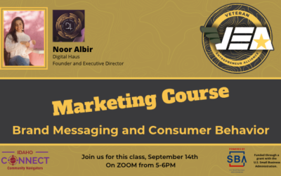 Marketing Course: Brand Messaging and Consumer Behavior- September 14, 2023 from 5:00pm-6:00pm MT