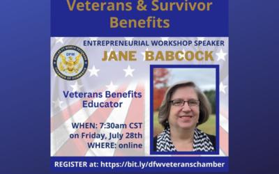 Friday Morning Reveille featuring guest speaker Jane Babcock, Veterans Benefits Educator on “Veterans & Survivors Benefits”, July 28th, 2023 at 7:00am CST