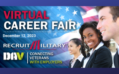 Central Region Virtual Career Fair for Veterans – December 12, 2023 from 11:00am-3:00pm CST