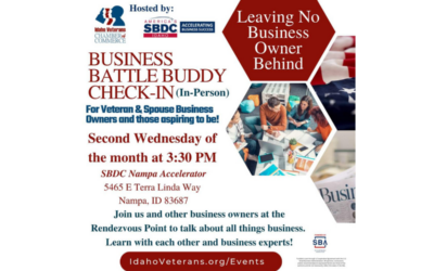 ID Veteran Chamber of Commerce: Business Battle Buddy Check-in; January 10th, 2024 from 3:30pm-4:30pm MT