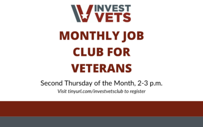 InvestVets Monthly Job Club For Veterans- January 2024: January 11, 2024 at 2pm EST