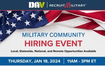 HAMPTON VETERANS JOB FAIR; JANAURY 18TH, 2024- 11:00AM-3:00EST
