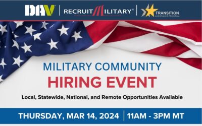 JOB FAIR AT FORT BLISS; MARCH 14TH, 2024 – 11:00AM-3:00PM MT