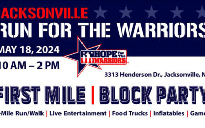 17th Annual Jacksonville Run For The Warriors & Block Party; May 18th, 2024