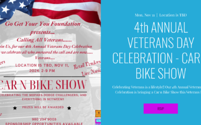 4th ANNUAL VETERANS DAY CELEBRATION – CAR N BIKE SHOW; November 11th, 2024