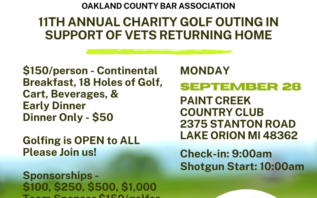 Golf Outing in Support of Vets Returning Home; September 26, 2026